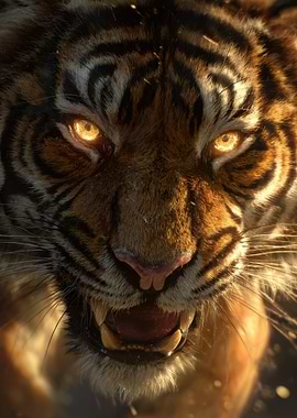 Fierce Tiger with Glowing Eyes