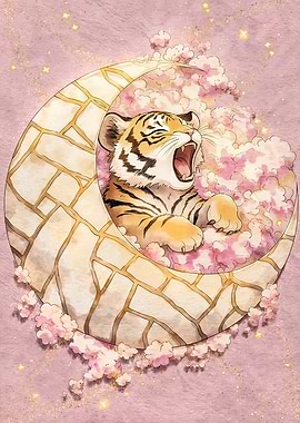 Tiger Cub in Crescent Moon