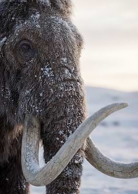 Woolly Mammoth in Snowy Landscape