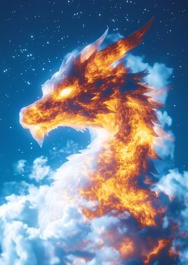 Fiery Dragon in the Night Sky
