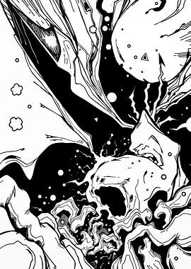 Monochrome Abstract Fantasy Illustration