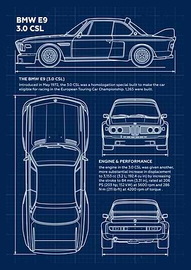 BMW E9 3.0 CSL Blueprint