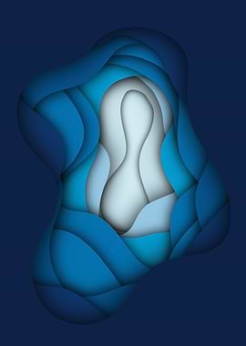 Abstract Blue Layered Paper Cutout Design