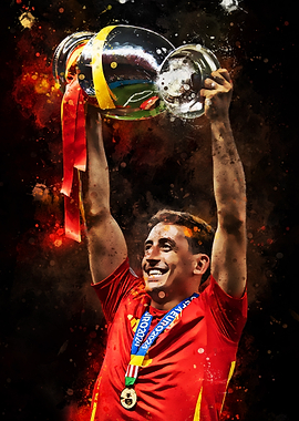 Soccer Player Celebrating with Trophy