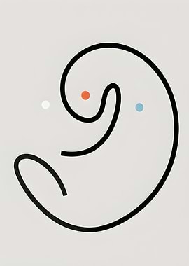 Abstract Minimalist Line Art with Dots