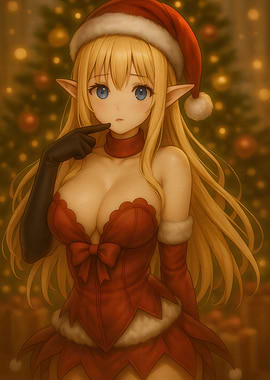 Shy Anime Girl Christmas