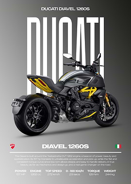 Ducati Diavel 1260S Motorcycle Poster