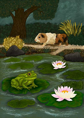 Guinea Pig on the pond path