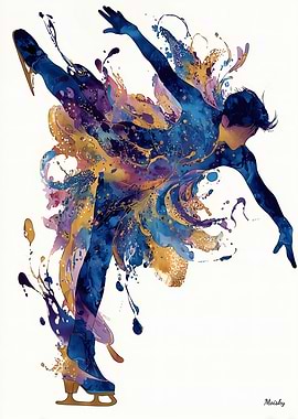 Abstract Fluid Ink Ice Skater – Dynamic Motion Art
