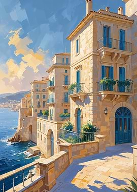 Sunlit Mediterranean Cliffs