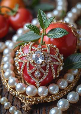 Jeweled Apple with Pearls
