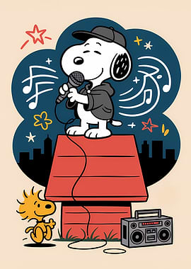 Snoopy Rapping on Doghouse
