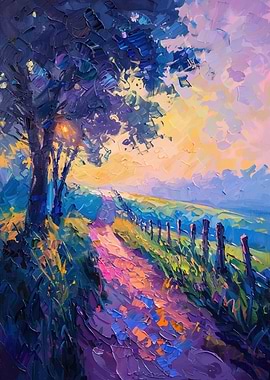 Impressionistic Landscape Painting with Path