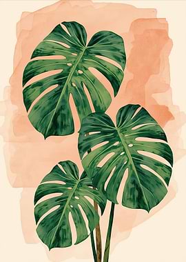 Monstera Plant Watercolor Art