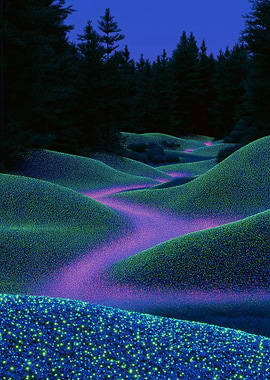Glowing Landscape with Winding Path