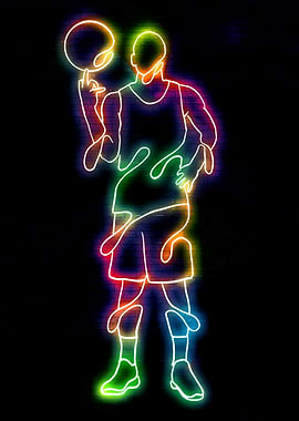 Neon Basketball Player Silhouette