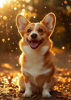 Happy Corgi in Golden Light