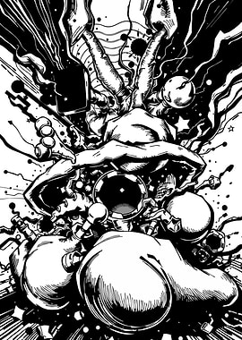 Abstract Black and White Creature Illustration