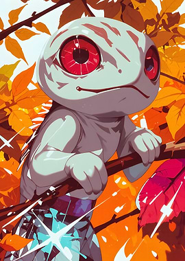 Cartoon Lizard with Red Eyes