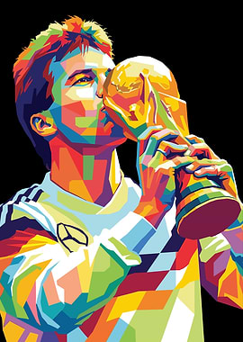 Soccer Player Kissing World Cup Trophy