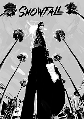 Snowfall Black and White Illustration