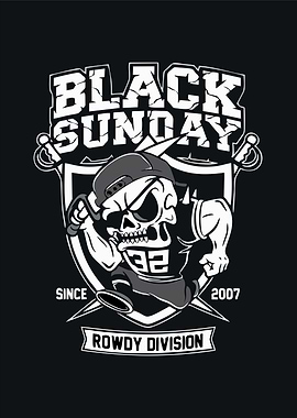 Black Sunday Rowdy Division Skull Graphic