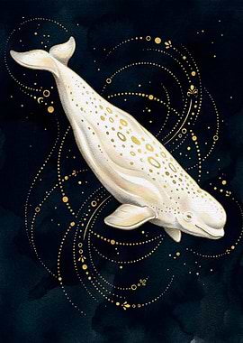 Beluga Whale with Golden Ornaments