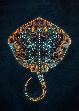 Abstract Stingray Illustration on Dark Background