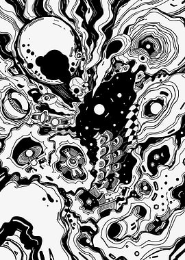 Abstract Black and White Doodle Art