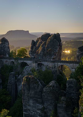 Bastei Bridge at night - Saxony, Germany