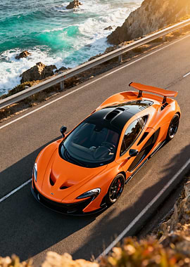 Orange McLaren P1 on Coastal Road