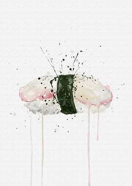 Watercolor Sushi Mirugai Nigiri Art