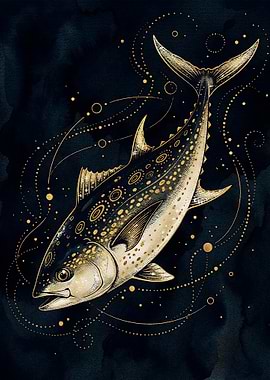Golden Tuna Fish Illustration