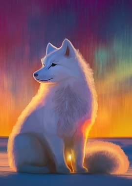 Arctic Fox Portrait at Sunset