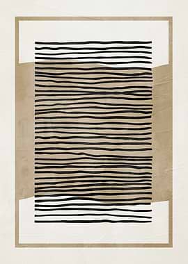 Abstract Beige and Black Striped Art