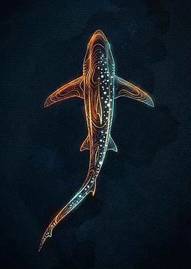 Abstract Shark Illustration on Dark Background
