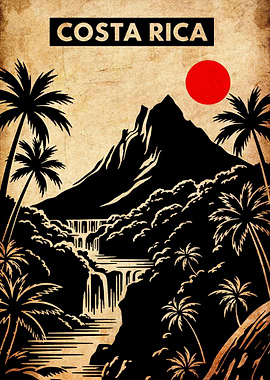 Costa Rica Vintage Travel Poster