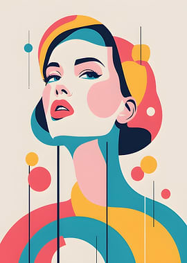 Abstract Portrait with Geometric Shapes