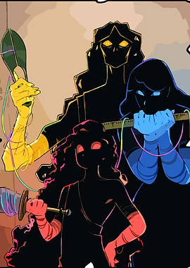 Abstract Figures with Colorful Accents