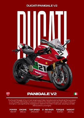 Ducati Panigale V2 Motorcycle Poster