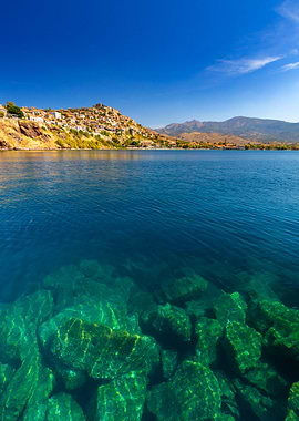 Coastal Village and Clear Blue Water, Mithymna, Lesvos