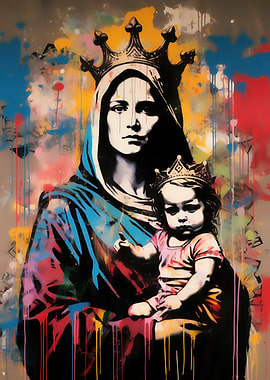 Madonna and Child Graffiti Art