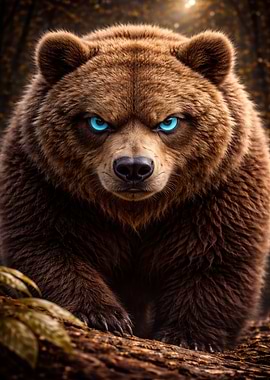 Intense Brown Bear with Glowing Eyes