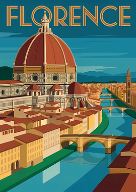Florence Italy Travel Poster Illustration