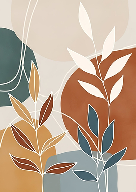 Abstract Botanical Art with Earth Tones