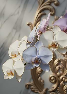 Orchid Flowers with Golden Trim