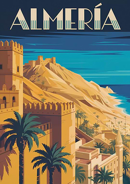 Almería Travel Poster Art Deco Style