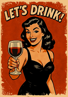 Retro Woman Toasting with Wine