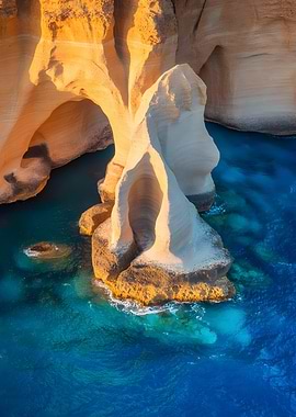 Coastal Rock Formations in Blue Water