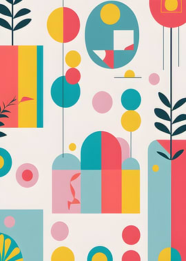 Abstract Geometric Shapes and Plants